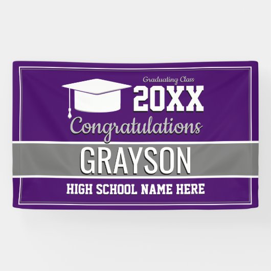 Abschluss für lila und Silberschülerfarben Banner (Horizontal)