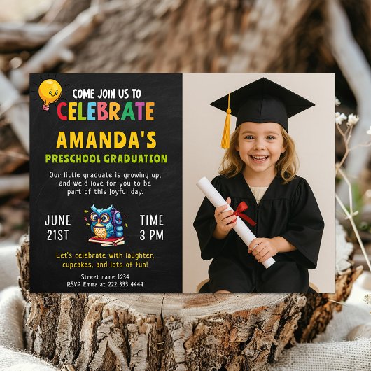 Abschluss für Mädchen mit Foto Einladung