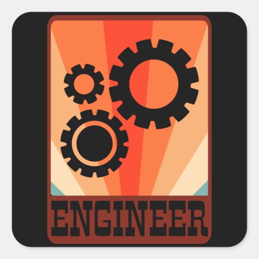 Abschluss für Maschinenbau Quadratischer Aufkleber (Vorderseite)