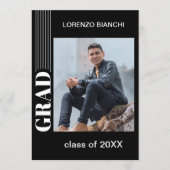 Abschluss für Minimalistische Schwarz-Weiß-Glückwü Ankündigung (Vorderseite)