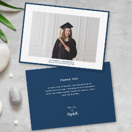 Abschluss für Minimalistisches Navy Blue Graduate  Dankeskarte