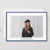 Abschluss für Minimalistisches Navy Blue Graduate Dankeskarte (Vorderseite)