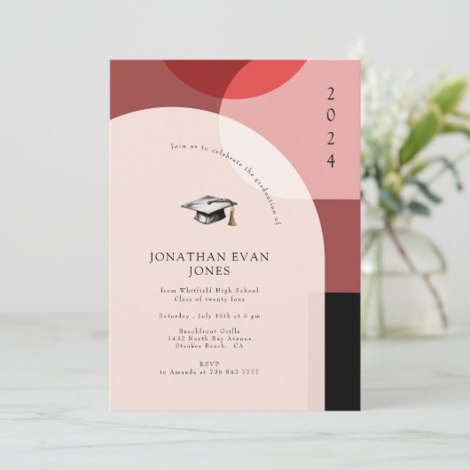 Abschluss für moderne geometrische Fotos Einladung (Stehend Vorderseite)