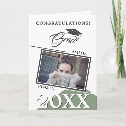 Abschluss für moderne geometrische grüne Graduate Karte (Vorderseite)