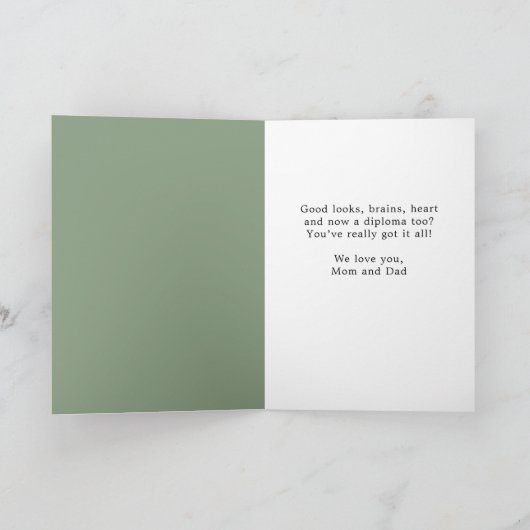 Abschluss für moderne geometrische grüne Graduate Karte (Innenseite)