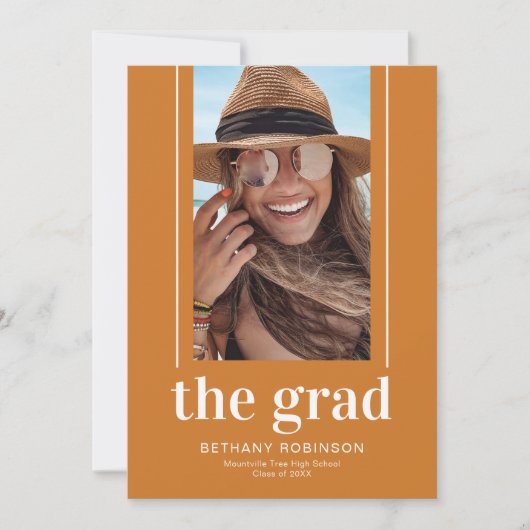 Abschluss für moderne geometrische Orange-Foto Ankündigung (Vorderseite)