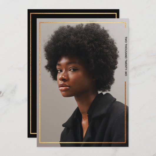 Abschluss für moderne Goldgrenzen Einladung (Vorne/Hinten)