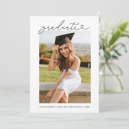 Abschluss für moderne Herztypografie Einladung (Stehend Vorderseite)