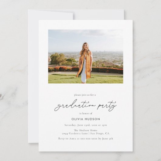 Abschluss für moderne Herztypografie Einladung (Rückseite)