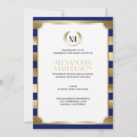 Abschluss für Monogramm-ÄNDERUNGEN Einladung (Vorderseite)