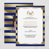 Abschluss für Monogramm-ÄNDERUNGEN Einladung (Vorne/Hinten)