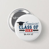 Abschluss für Navy Blue Red Typografy Button (Vorne & Hinten)