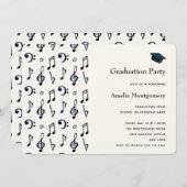Abschluss für niedliche Musiknotes Einladung (Vorne/Hinten)