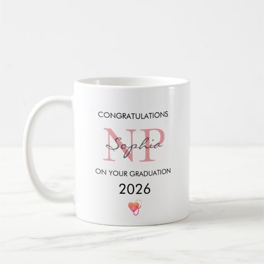 Abschluss für Nurse Practitioner 2026 personalisie Kaffeetasse (Links)