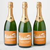 Abschluss für Orange und Weiße Typografie Schaumweinetikett (Flaschen)