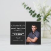 Abschluss für Personalisiertes Foto in Schwarz Sav Postkarte (Stehend Vorderseite)