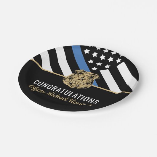 Abschluss für Polizeibeamte Pappteller (Schrägansicht)