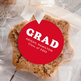 Abschluss für Retro-Typografie in Rot und Weiß Runder Aufkleber