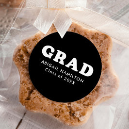 Abschluss für Retro-Typografie in Schwarz und Weiß Runder Aufkleber