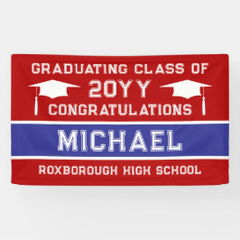 Abschluss für Rote und Blaue Schulfarben Banner