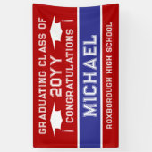 Abschluss für Rote und Blaue Schulfarben Banner (Vertikal)