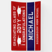 Abschluss für Rote und Blaue Schulfarben Banner (Vertikal)