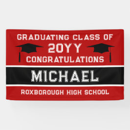 Abschluss für Rote und Schwarze Schulfarben Banner