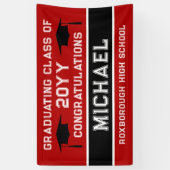 Abschluss für Rote und Schwarze Schulfarben Banner (Vertikal)