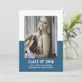 Abschluss für Schulfarbblöcke laden ein | Blau Einladung (Stehend Vorderseite)