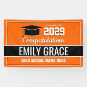 Abschluss für Schwarz-Orange-Schulfarben Banner (Horizontal)