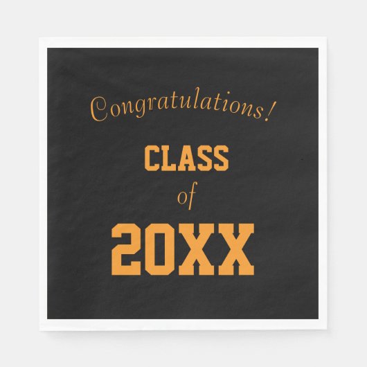 Abschluss für Schwarz-Orange-Schulfarben Serviette (Vorderseite)