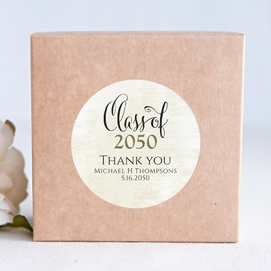 Abschluss für Schwarz und Gold-Script Runder Aufkleber