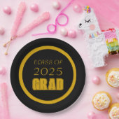 Abschluss für Schwarz- und Goldschulfarben Pappteller (Party)