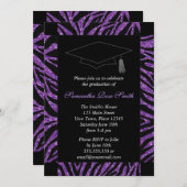 Abschluss für Schwarz und Lila Zebra Print-Foto Einladung (Vorne/Hinten)