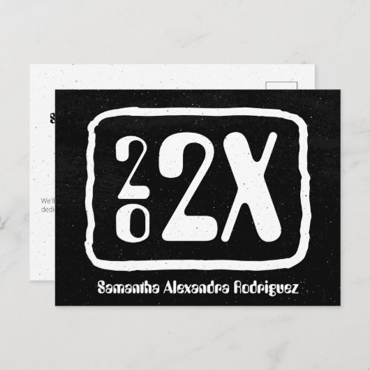 Abschluss für Schwarz/Weiß-Funky-Klasse Postkarte (Vorne/Hinten)