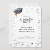 Abschluss für Schwarz-Weiß-Mathematik Einladung (Vorderseite)