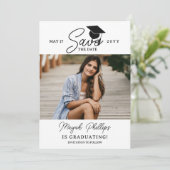 Abschluss für schwarze Typografie Foto Save the Da Save The Date (Stehend Vorderseite)