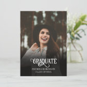 Abschluss für Schwarzes Foto Einladung (Stehend Vorderseite)