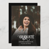 Abschluss für Schwarzes Foto Einladung (Vorne/Hinten)