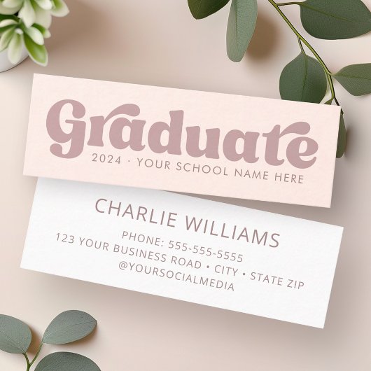Abschluss für Studierende mit leichtem Rosa Retro Mini Visitenkarte