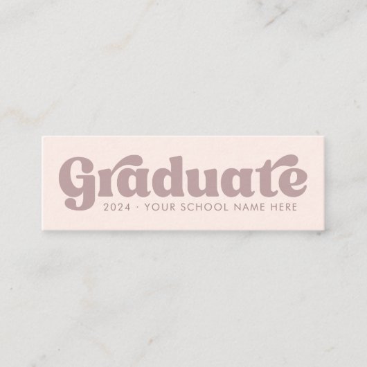 Abschluss für Studierende mit leichtem Rosa Retro Mini Visitenkarte (Vorderseite)