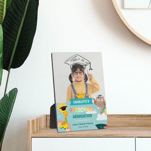 Abschluss für tierisches Kind im Vorschulalter Fotoplatte