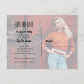 Abschluss für vertikales Foto Save the Date Postkarte (Rückseite)