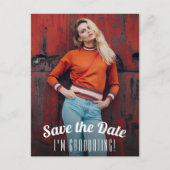 Abschluss für vertikales Foto Save the Date Postkarte (Vorderseite)