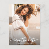 Abschluss für vertikales Foto Save the Date Postkarte (Vorderseite)