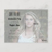 Abschluss für vertikales Foto Save the Date Postkarte (Rückseite)