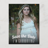 Abschluss für vertikales Foto Save the Date Postkarte (Vorderseite)