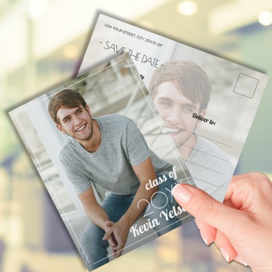 Abschluss für vertikales Foto Save the Date Postkarte