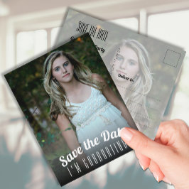 Abschluss für vertikales Foto Save the Date Postkarte