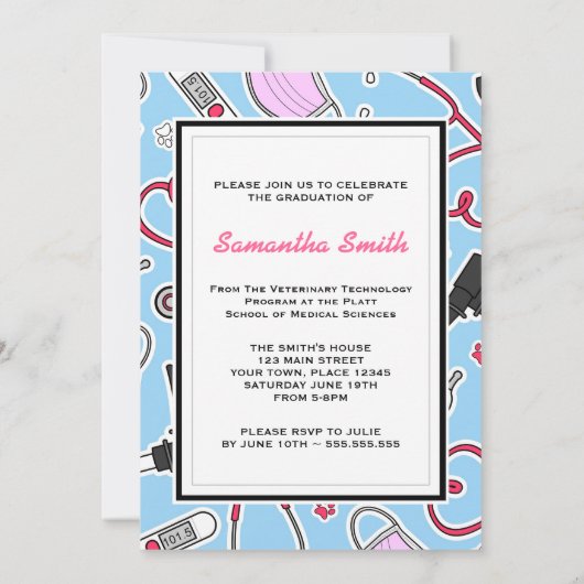 Abschluss für Veterinärtechniker Einladung (Rückseite)